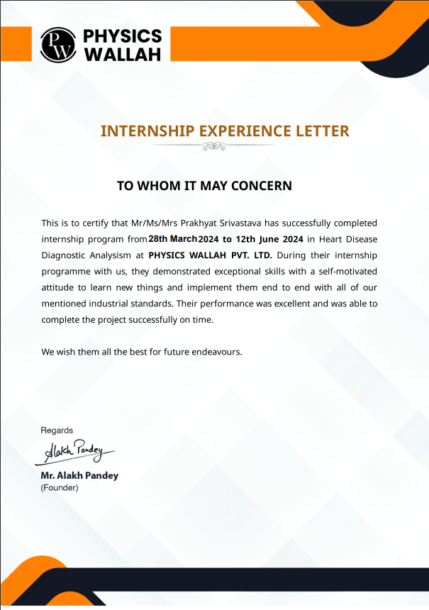 PW Internship Certificate