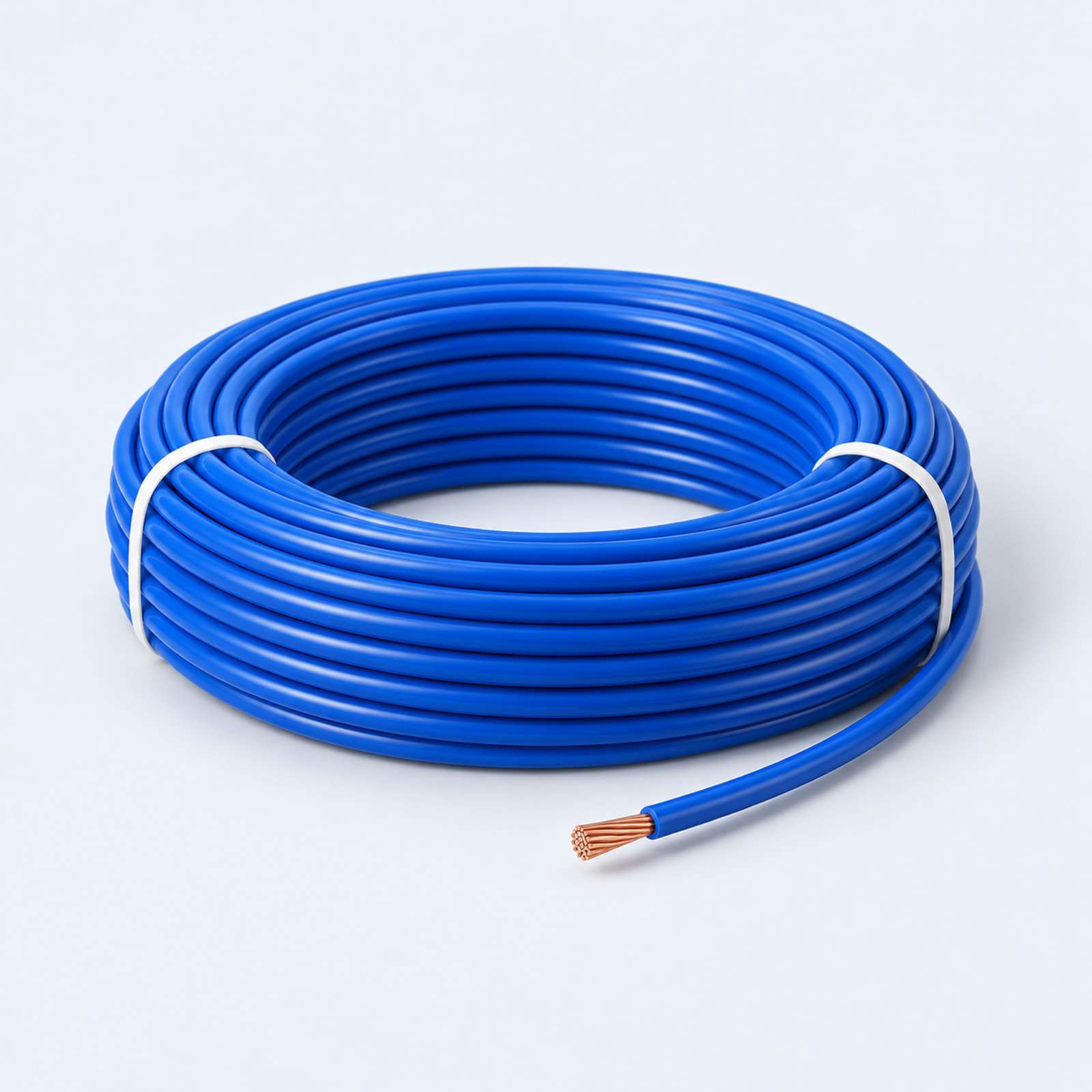 Coil of blue house wire